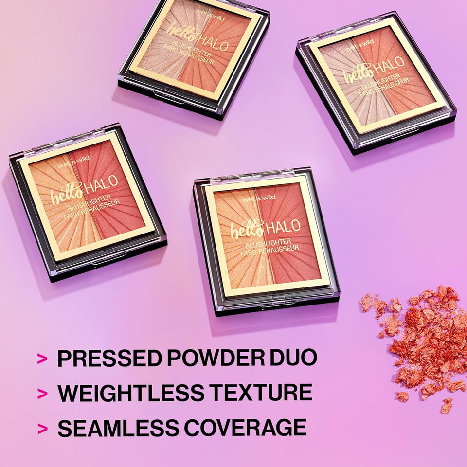 Wet N Wild Megaglo Blushlighter, Blendable Blush & Highlighter Set, Shimmery Metallic Finish, Flash Me3- Flash Me