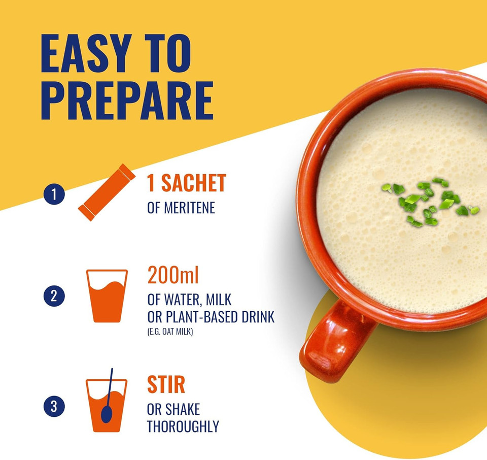 Meritene Energis Vegetable | 50g Powder Sachets, Pack of 10 | Nutritional Support Mix with Proteins and Minerals | With Vitamin D, B & K