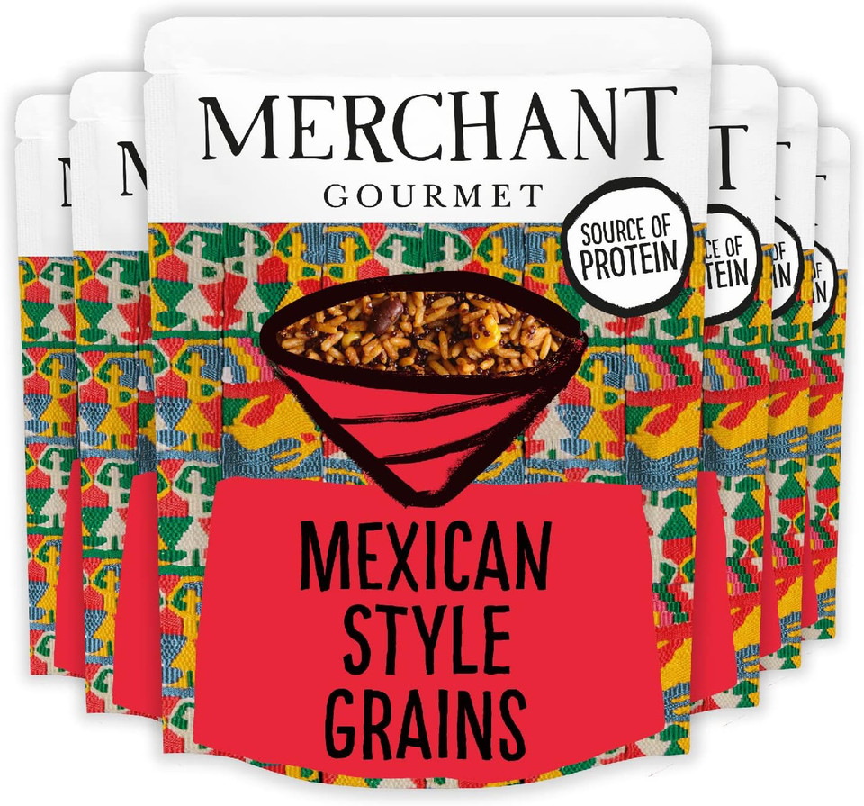 Merchant Gourmet Cooked Spicy Mexican Style Grains - Microwave Rice & Quinoa Mix - Source of Fibre, Low Fat & Vegan - Pack of 6 x 250g Ready-to-eat Pouches
