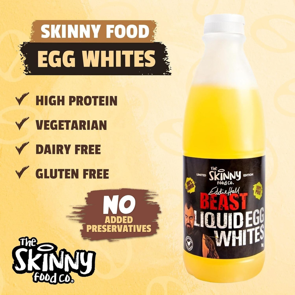 Skinny Food Co Free Range Liquid Egg Whites 6x1L - 100% Pure, High Protein, Low Fat - Vegetarian, Dairy-Free, Gluten-Free No Preservatives - Ideal for Fitness, Diets, Recyclable Packaging