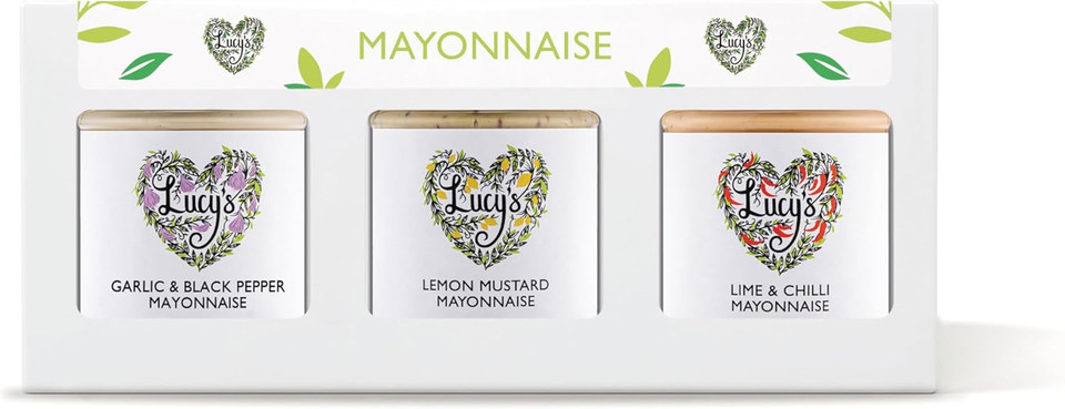 Lucy's Dressings - Mayonnaise Trio Pack, Garlic & Black Pepper, 150ml, Lemon & Mustard, 150ml and Lime & Chilli, 150ml