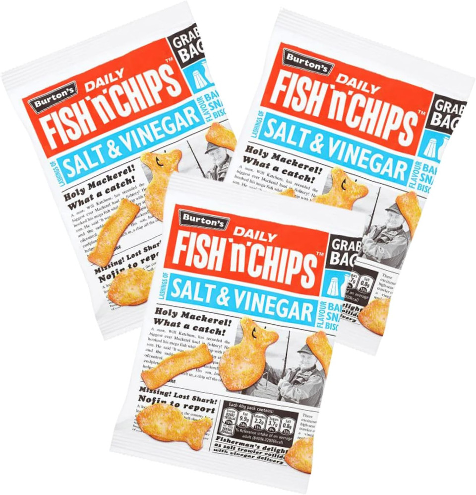 Burtons Fish & Chips Salt & Vinegar (30 x 40g Grab Bag)