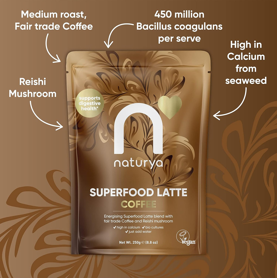 Naturya Superfood Mushroom Latte Coffee 250g, Immune System Support and Cognitive Function