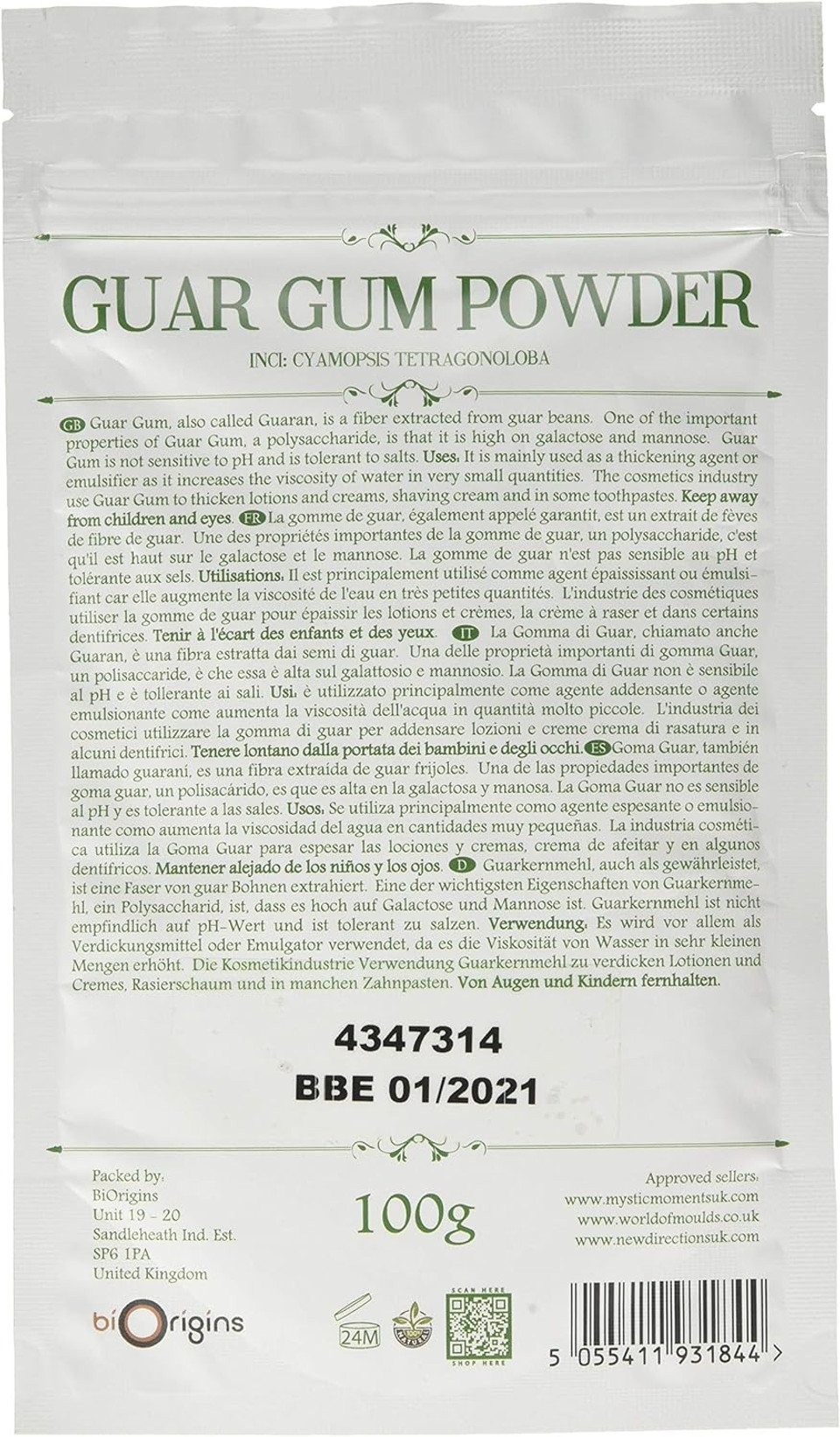 Mystic Moments | Guar Gum Powder 100g Pure & Natural Vegan GMO Free