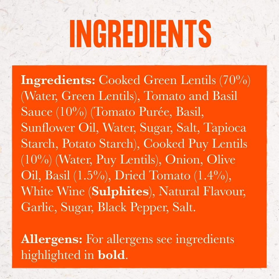 Merchant Gourmet Cooked Tomatoey French Puy & Green Lentils - High in Protein, Source of Fibre & Vegan - Pack of 6 x 250g Ready-to-eat Pouches