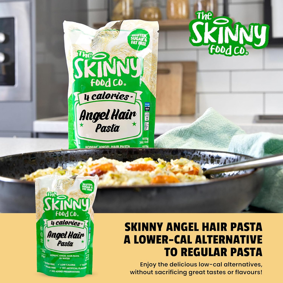 Skinny Food Co Low-Calorie Penne Pasta - 290g, Gluten-Free, Sugar-Free, Fat-Free, Vegan-Friendly, Only 4 Calories Per Serving, Perfect for Healthy Meals and Weight Management