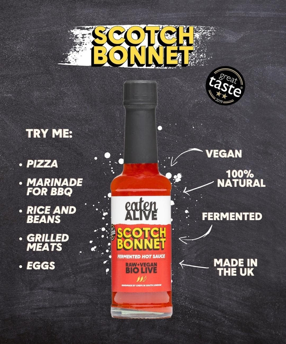Eaten Alive - Scotch Bonnet Fermented Hot Sauce (150ml) Vegan & Made In The UK - Award Winning