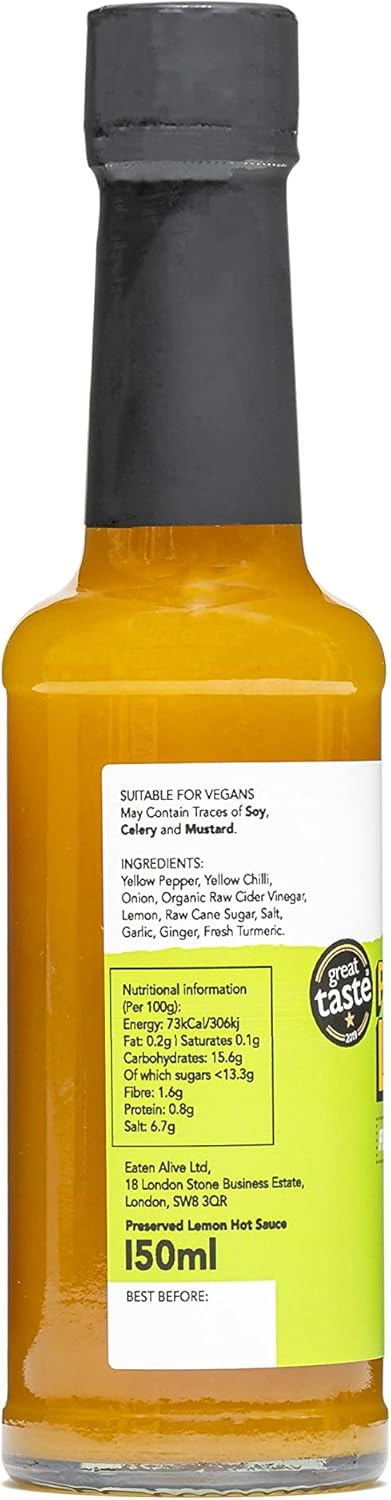 Eaten Alive - Preserved Lemon Fermented Hot Sauce (150ml) Vegan & Made In The UK - Award Winning