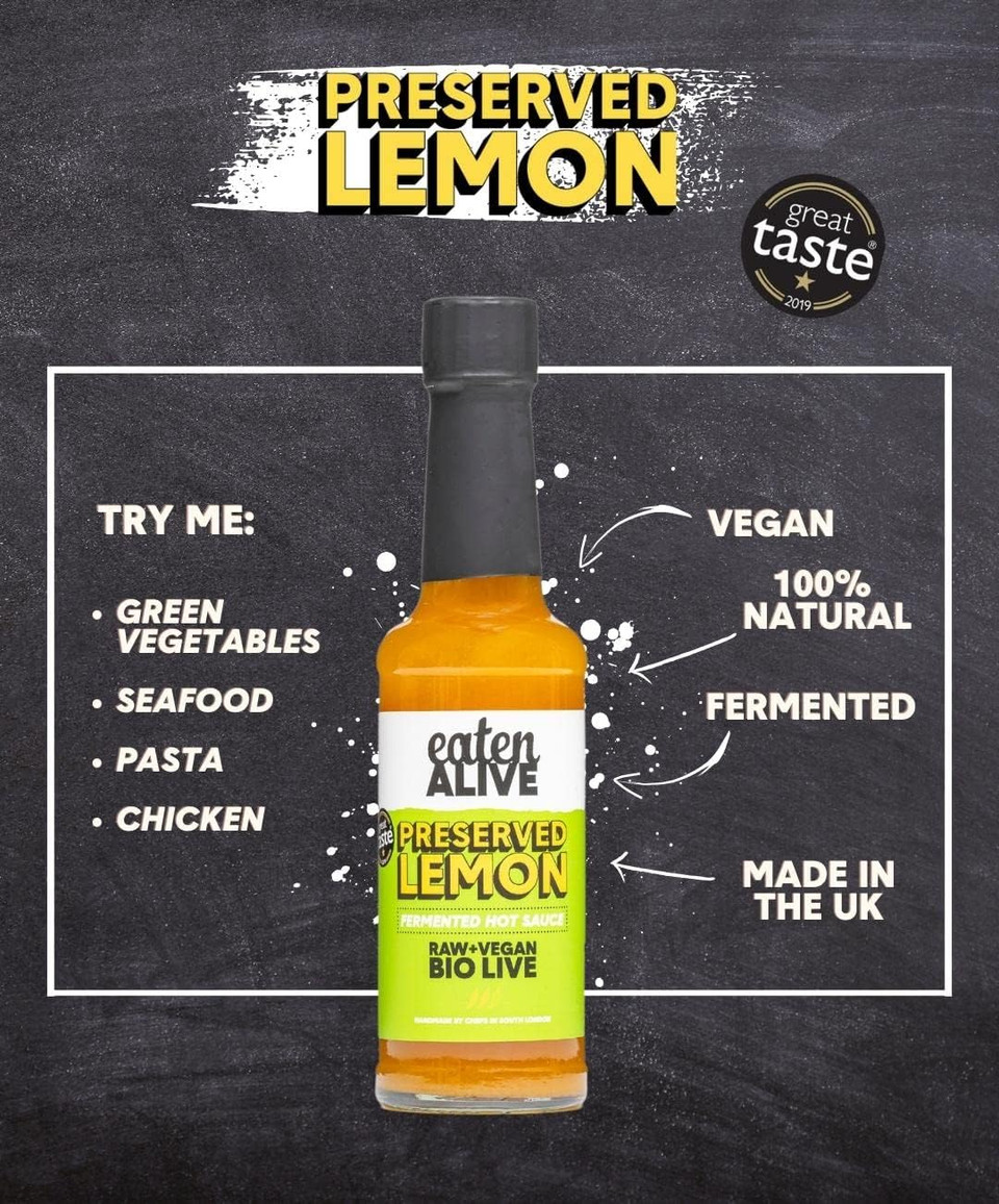 Eaten Alive - Preserved Lemon Fermented Hot Sauce (150ml) Vegan & Made In The UK - Award Winning