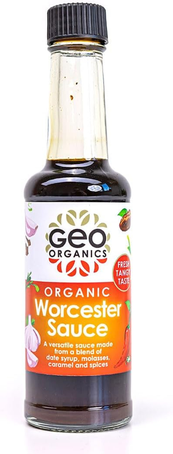 Geo Organics Worcestershire Sauce 150ml (Pack of 1) | Organic, Vegan, Vegetarian Society Approved, Gluten-Free Worcester Sauce | Seasoning for All Flavorful Dishes