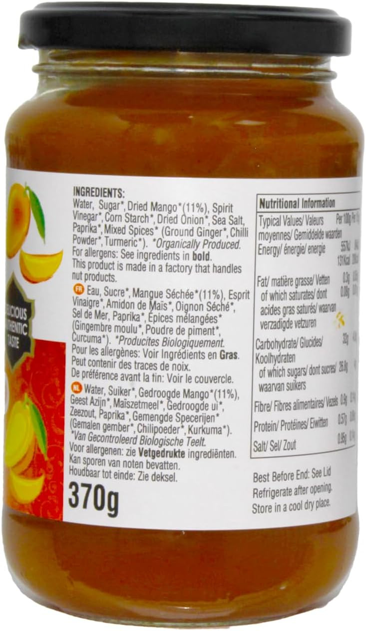 Geo Organics Mango Chutney 370g (Pack of 1) Vegan-Friendly | Gluten-Free | Organic Chutney | Sweet Mango Chutney | Suitable For Vegetarians | Family Favourite | Delicious Authentic Taste