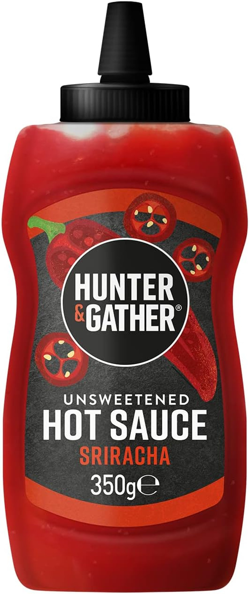 Hunter & Gather Unsweetened Hot Sauce | 350g Hot Sriracha Sauce Keto, Paleo, Low Carb & Vegan Friendly | Free from Added Sugar & Sweeteners