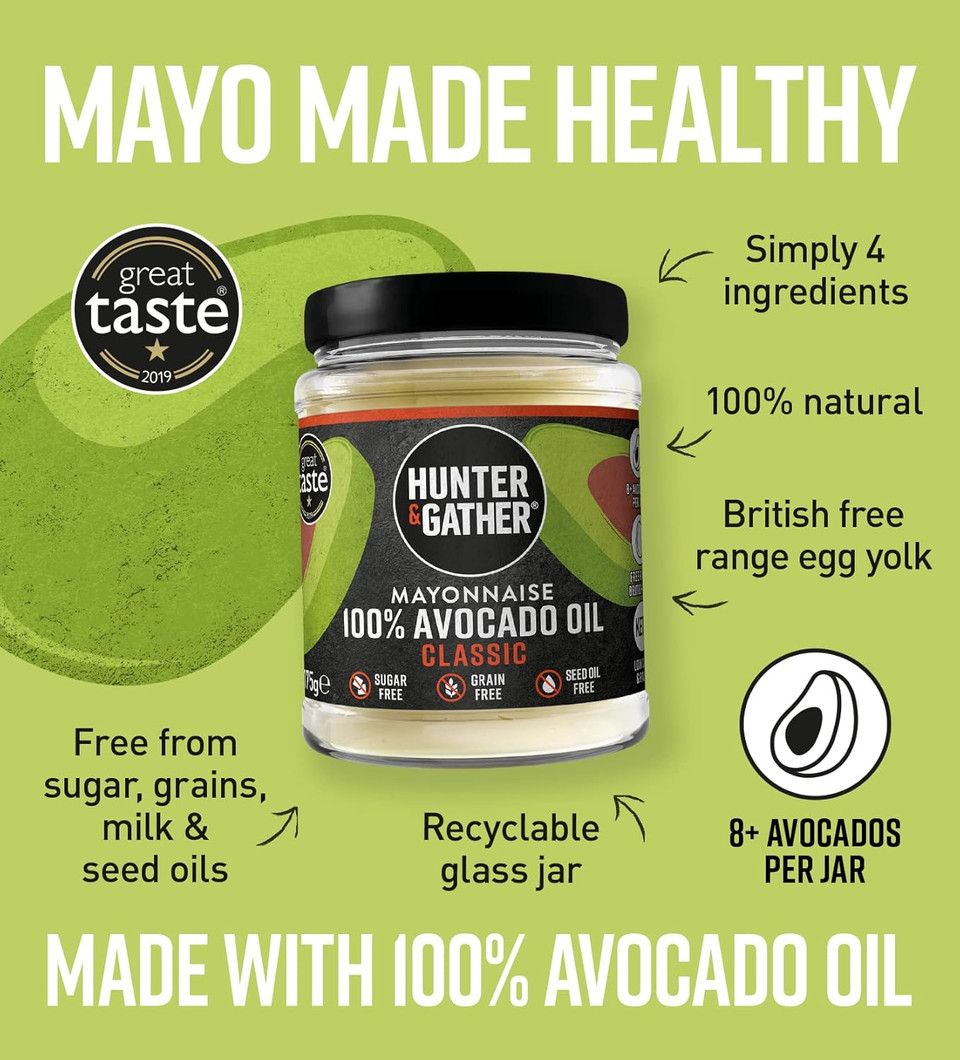 Hunter & Gather Avocado Oil Keto Seed Oil Free Mayonnaise Variety Pack 3x175g | 1xClassic, 1xGarlic, 1xChipotle & Lime | Made with Pure Avocado Oil & Free Range British Egg Yolk | Gluten & Sugar Free