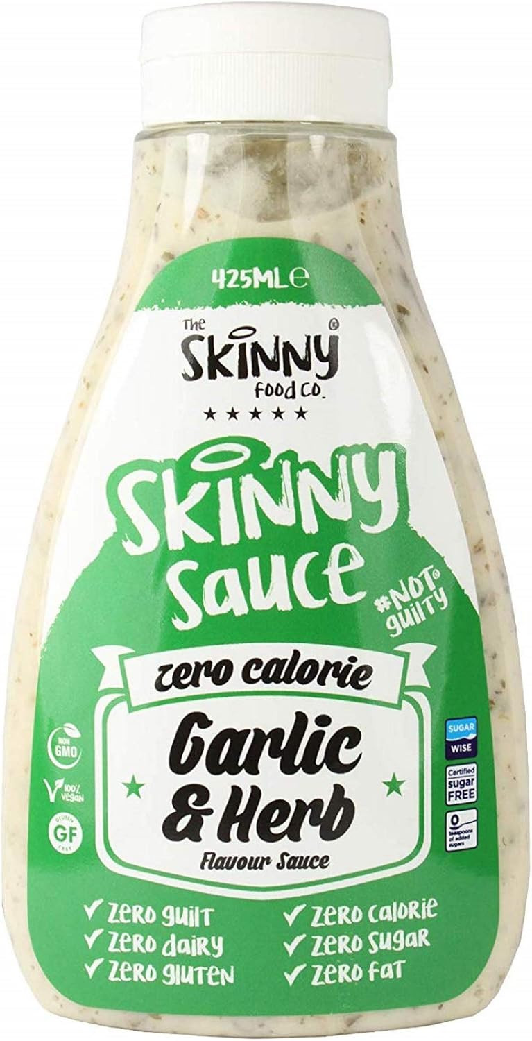 The Skinny Food Co Sweet Chilli, Garlic and Herb, Smokey BBQ Set of 3 Condiment Sauces Sugar Free Zero Calories, 425ml