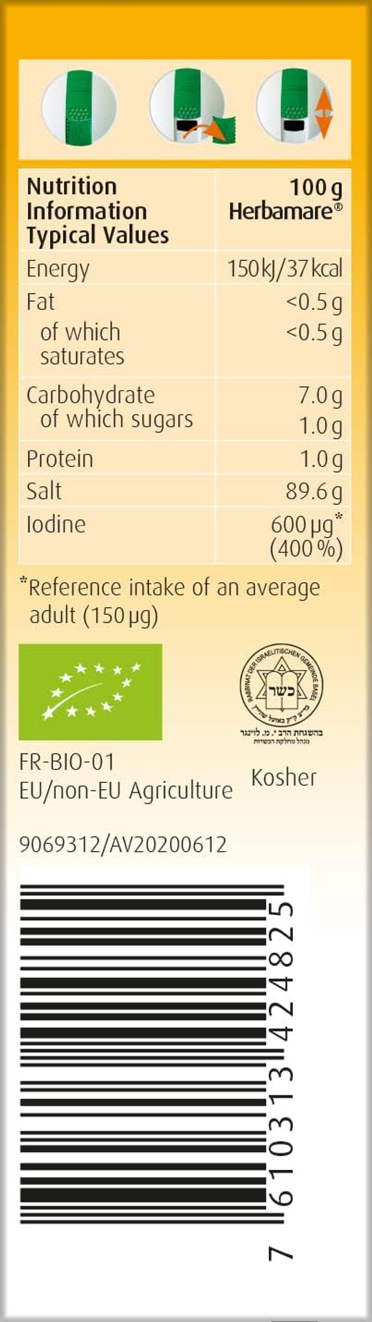 A.Vogel Herbamare® Spicy Sea Salt 125g | Unrefined Sea Salt Infused with 16 Organic Herbs, Spices and Vegetables
