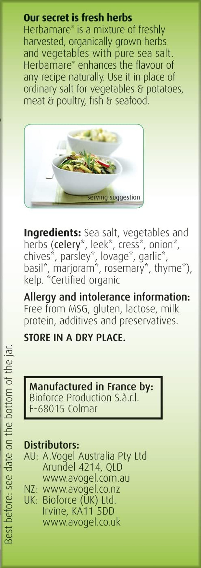 A.Vogel Herbamare Original Seasoning Salt | Sea Salt with 12 Different Fresh Organic Vegetables & Herbs| Add Flavour to Cooking | 125g A.Vogel Herbamare Original Seasoning Salt | Sea Salt with 12 Different Fresh Organic Vegetables & Herbs| Add Flavour to Cooking | 125g