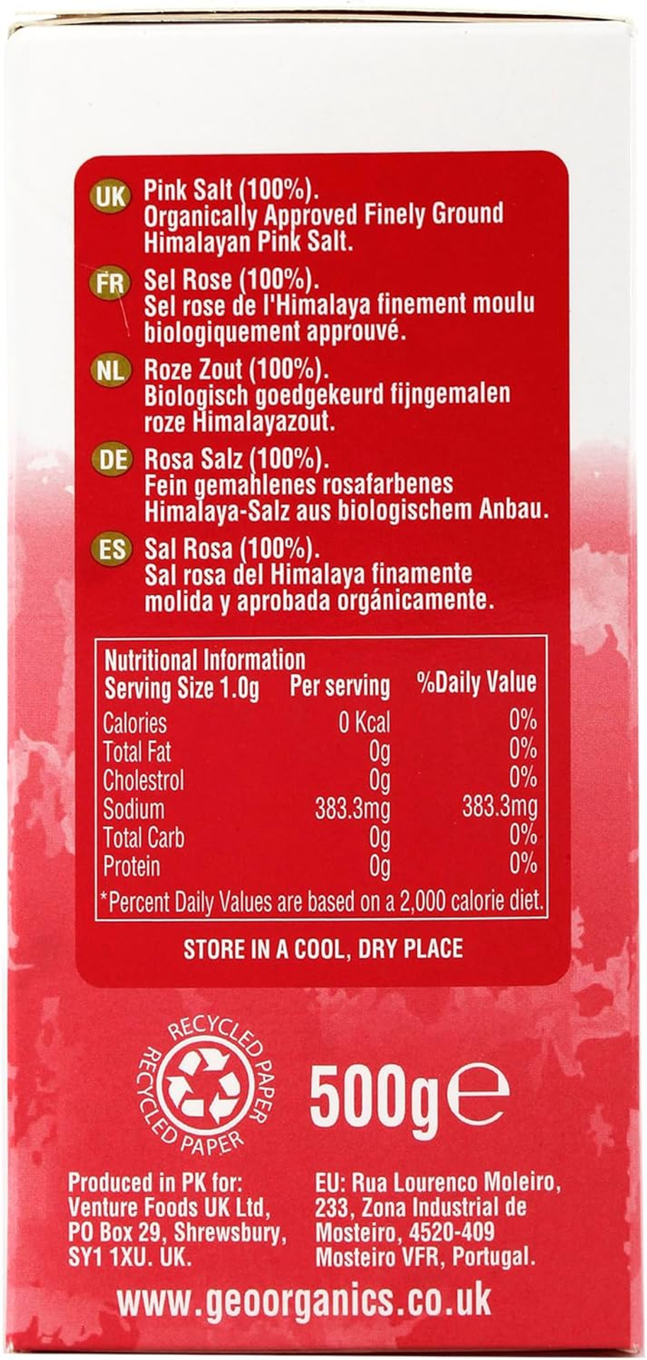 Geo Organics Pure Himalayan Pink Salt Crystals 500g (Pack of 1) | 100% Natural Salt & Unrefined | Harvested Using Sustainable & Eco-Friendly Practices - Contains 84 Minerals (Coarse Pink Salt)