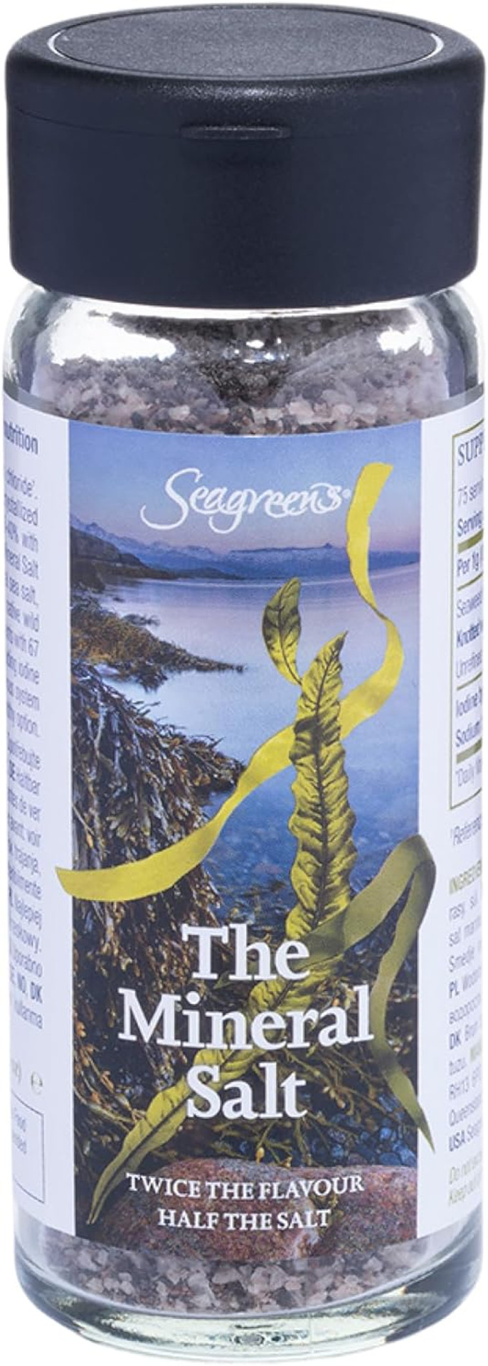 Seagreens Seaweed & Mineral Sea Salt, 75g, 1-6 Months Supply, Salt Alternative for Cooking, Soups, Salads