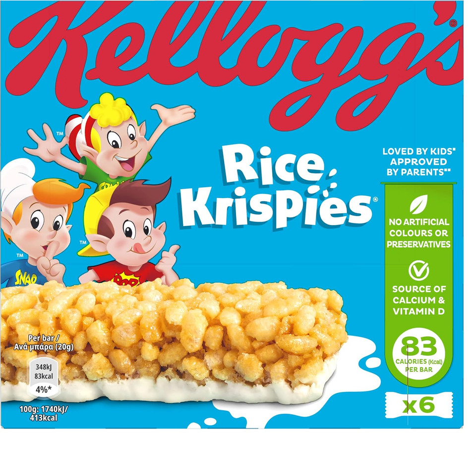 Kellogg's Rice Krispies Cereal and Milk Bar Box, 6 x 20g