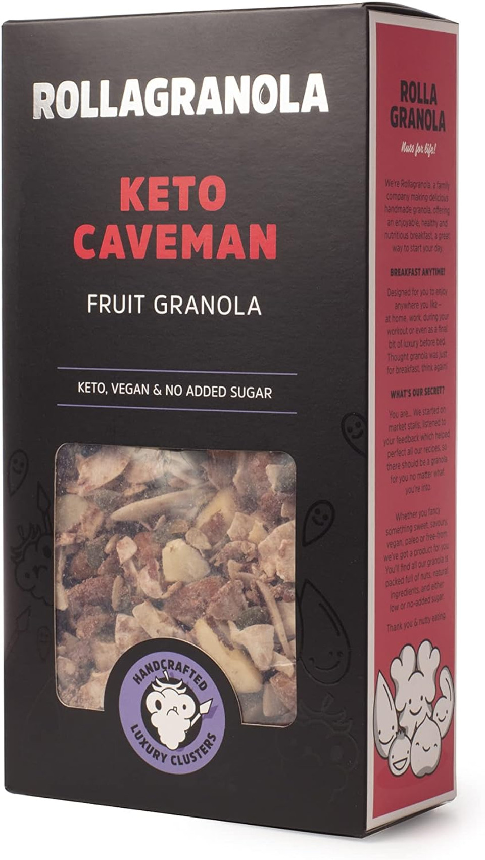 Rollagranola - Keto Caveman, Fruit Granola, 300g Box - Keto Granola, High Protein, Low Carb, Vegan, Gluten Free & Cereal Free With No Added Sugar. Handcrafted in The UK (300g) Rollagranola - Keto Caveman, Fruit Granola, 300g Box - Keto Granola, High Protein, Low Carb, Vegan, Gluten Free & Cereal Free With No Added Sugar. Handcrafted in The UK (300g)