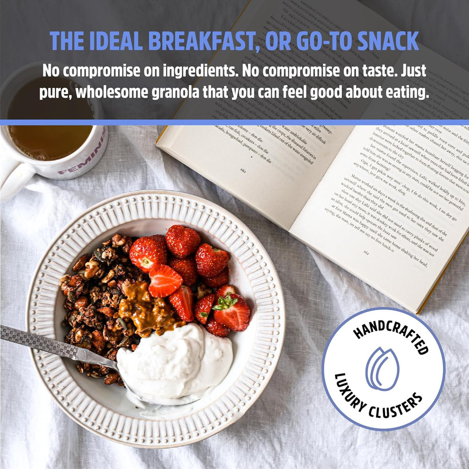 Rollagranola - Awesome Almond Oat Granola 400g Pack. 100% Natural, Made With Gluten Free Oats. Suitable For A Vegan Diet With No Added Sugar. Handcrafted In The UK- 1x400g Pack