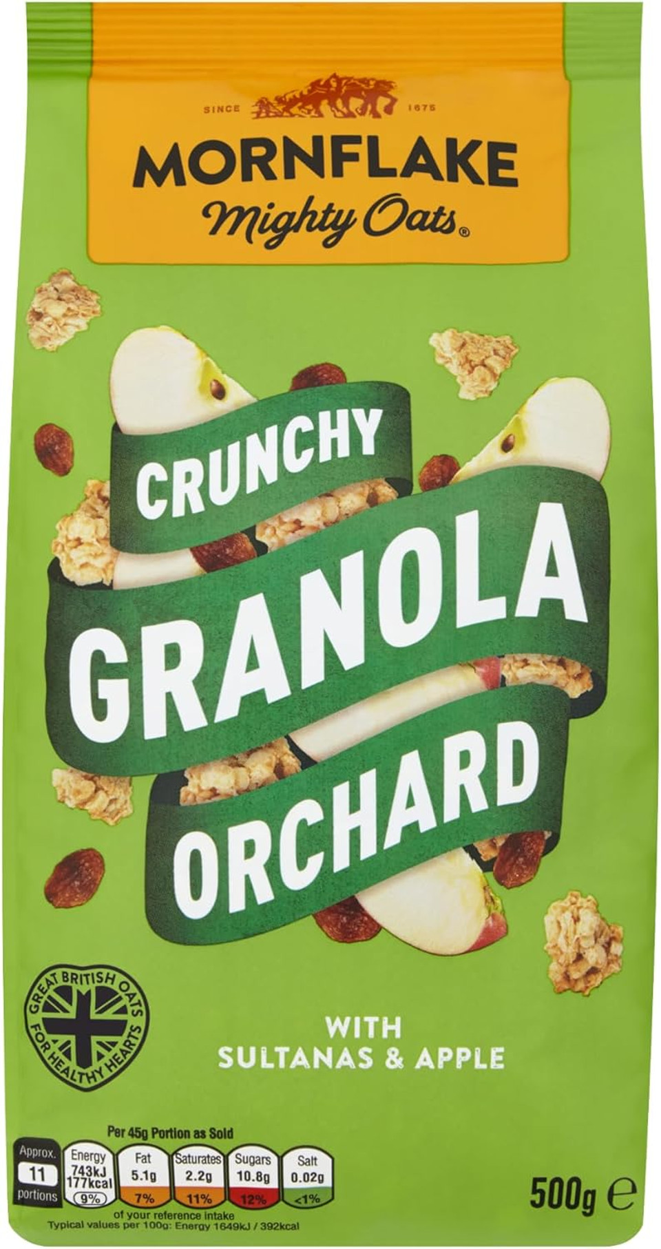 Mornflake - Original Crunchy Granola. 1x 500g Sachets Bags. High Fibre Granola Cereal Multipack, Breakfast Cereal with Raisins, Honey & Almonds Mix, All Natural Ingredients (Pack of 1) Mornflake - Original Crunchy Granola. 1x 500g Sachets Bags. High Fibre Granola Cereal Multipack, Breakfast Cereal with Raisins, Honey & Almonds Mix, All Natural Ingredients (Pack of 1)