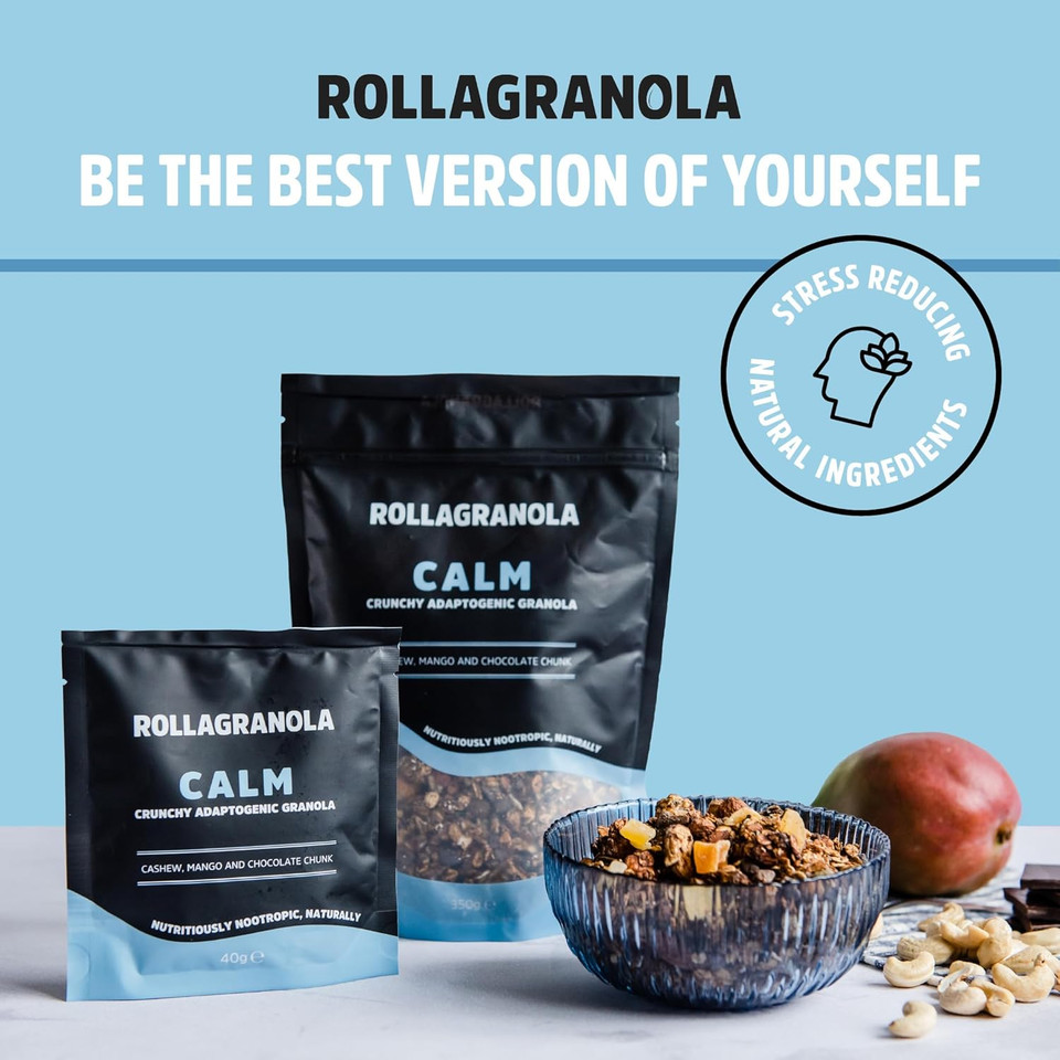 Rollagranola - Complete Vegan - Hazelnut Butter & Cranberry Granola 350g Pack. Gluten Free & Suitable For A Vegan Diet. Crunchy Adaptogenic Granola. Nutritiously Nootropic Naturally