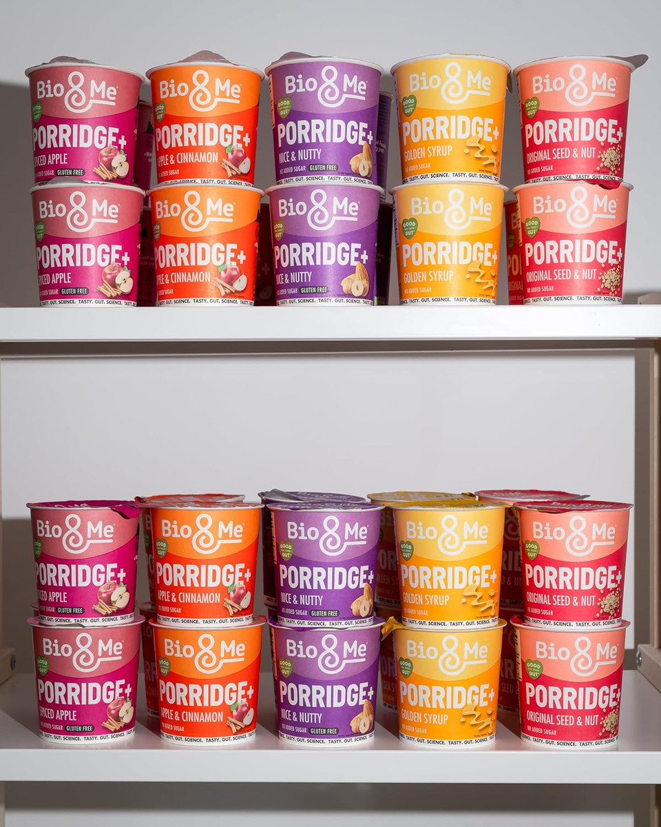 Bio&Me: Nice and Nutty Gluten Free Porridge 8-Pack (8 x 58g pots) - High in Fibre, Low Sugar - On The Go Breakfast - Packaging may Vary