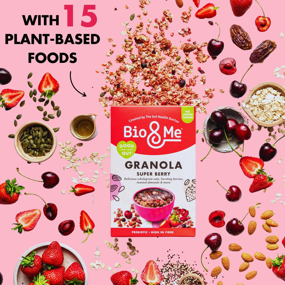 Bio&Me: Super Berry Granola 3-Pack (3 x 360 g) - Vegan, No Added Sugar, Gut-Loving