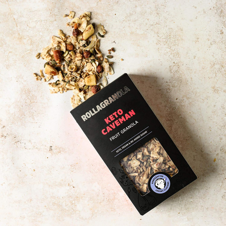 Rollagranola: Keto Caveman Fruit Granola | Paleo & Keto Granola | Gluten & Cereal Free | No Added Sugar | Keto Diet | Ideal for Diabetics | Handcrafted in The UK | 300g Pack Rollagranola: Keto Caveman Fruit Granola | Paleo & Keto Granola | Gluten & Cereal Free | No Added Sugar | Keto Diet | Ideal for Diabetics | Handcrafted in The UK | 300g Pack
