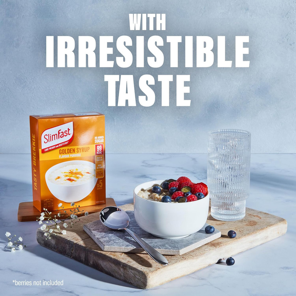 SlimFast Golden Syrup Flavour Porridge, No Added Sugar, High in Protein, 20 x 29g Multipack