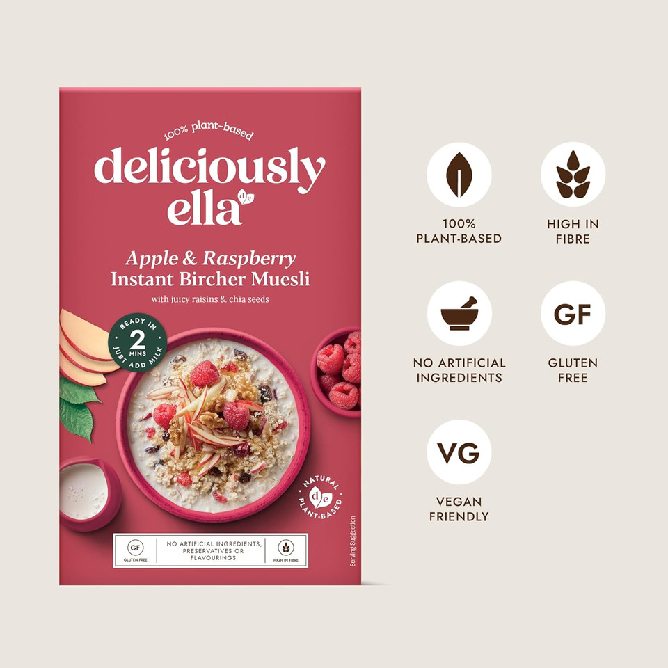 Deliciously Ella Apple & Raspberry Bircher Muesli - 6 x 400g Boxes - Gluten Free | Vegan Friendly | Healthy Breakfast | Granola & Muesli Deliciously Ella Apple & Raspberry Bircher Muesli - 6 x 400g Boxes - Gluten Free | Vegan Friendly | Healthy Breakfast | Granola & Muesli