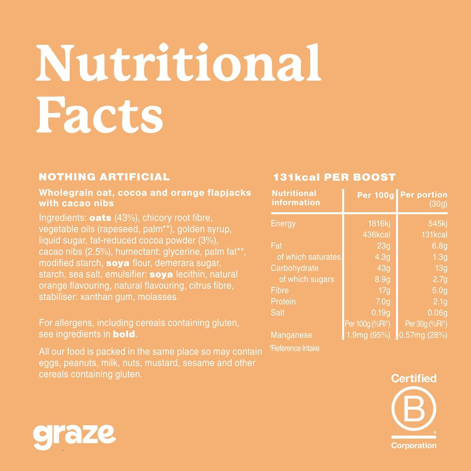 Graze Banana Oat Boost Bars - Vegan Snacks, Whole Oats & Natural Flavours, High in Fibre - Packaging may vary - (28 Snacks - 7 Packs of 4 x 30g)