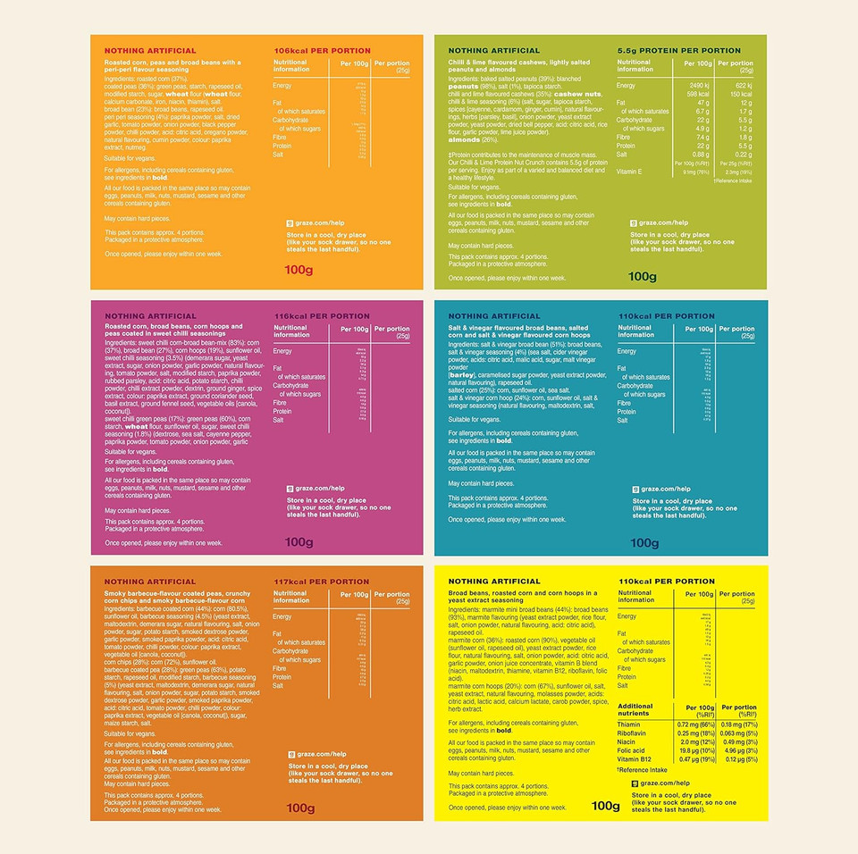 Graze - Chilli & Lime and Salt & Pepper bundle snacks - Vegan Savoury Snacks, High in Protein & Fibre - Pack of 8 snacks