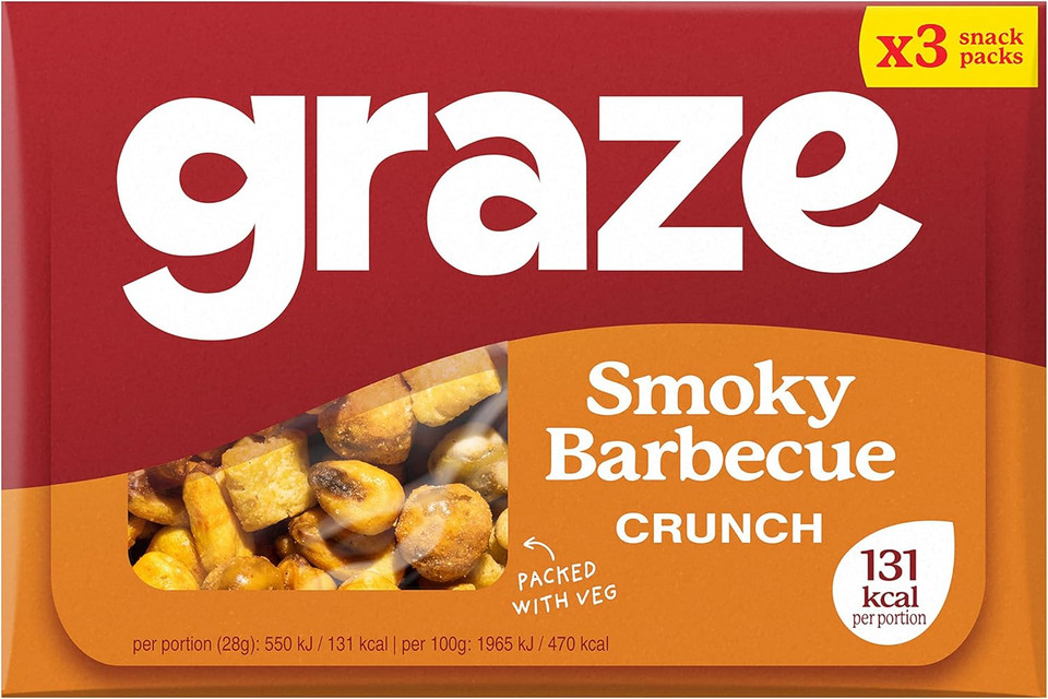 Graze Smoky Barbecue Crunch Snack Packs, 3 x 31g