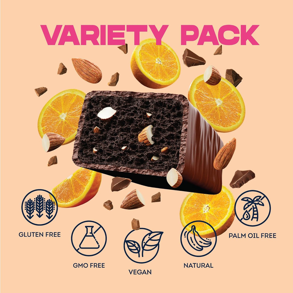 Vive Better Brownie Variety Pack with Immunity Vitamins - Low Calorie Vegan Treat - Healthy Protein Snack - Pack of 4