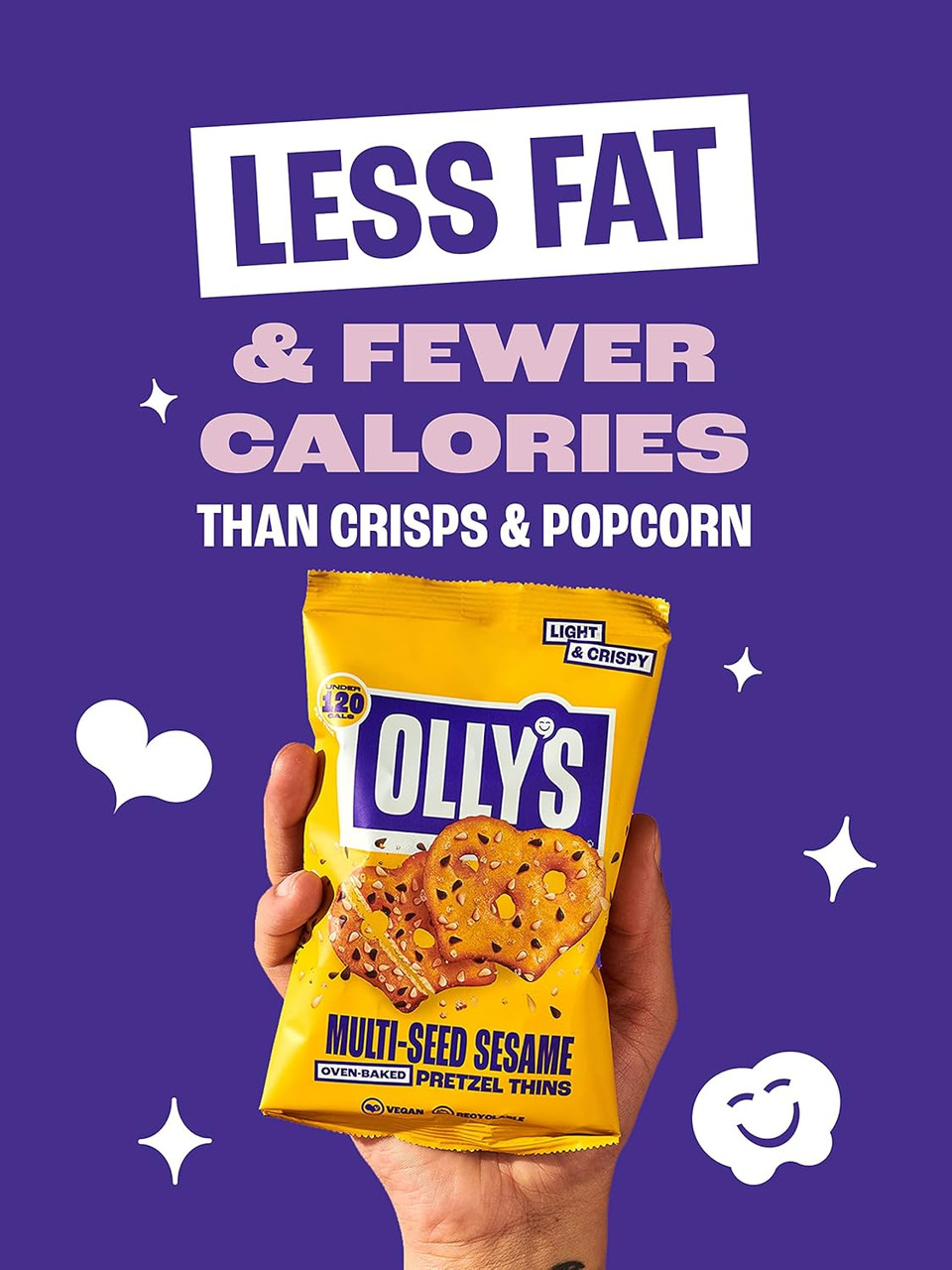 Olly's Pretzel Thins, Variety Pack, 35g (Pack of 10), Handy Snack Pouches, Healthy Plant-Based Vegan Snacks for Dipping, Low Calorie Snacks, Low Fat, Source of Fibre, No Preservatives