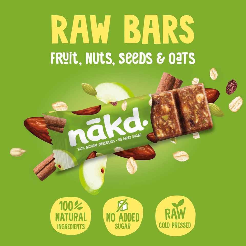 Nakd Apple & Cinnamon Fruit & Fibre Bar - Vegan - Gluten Free - Healthy Snack, 44g (Pack of 16 bars) Nakd Apple & Cinnamon Fruit & Fibre Bar - Vegan - Gluten Free - Healthy Snack, 44g (Pack of 16 bars)