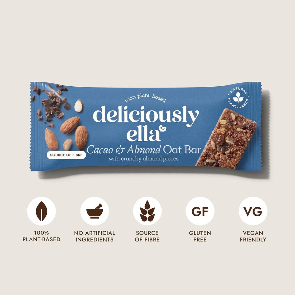 Deliciously Ella - Cacao & Almond Oat Bar, Gluten-Free, Vegan Friendly, Healthy Snack, 50g (16 bars) Deliciously Ella - Cacao & Almond Oat Bar, Gluten-Free, Vegan Friendly, Healthy Snack, 50g (16 bars)