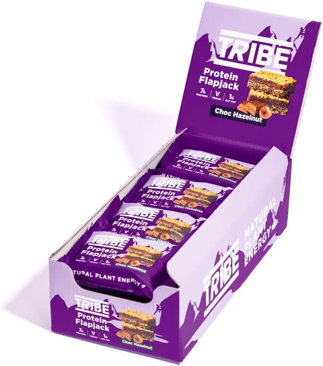 TRIBE 3-Layered Protein Flapjacks - Caramel - Great-Tasting Natural Plant Energy - Vegan, Dairy Free & Gluten Free (12 x 50g Bars)