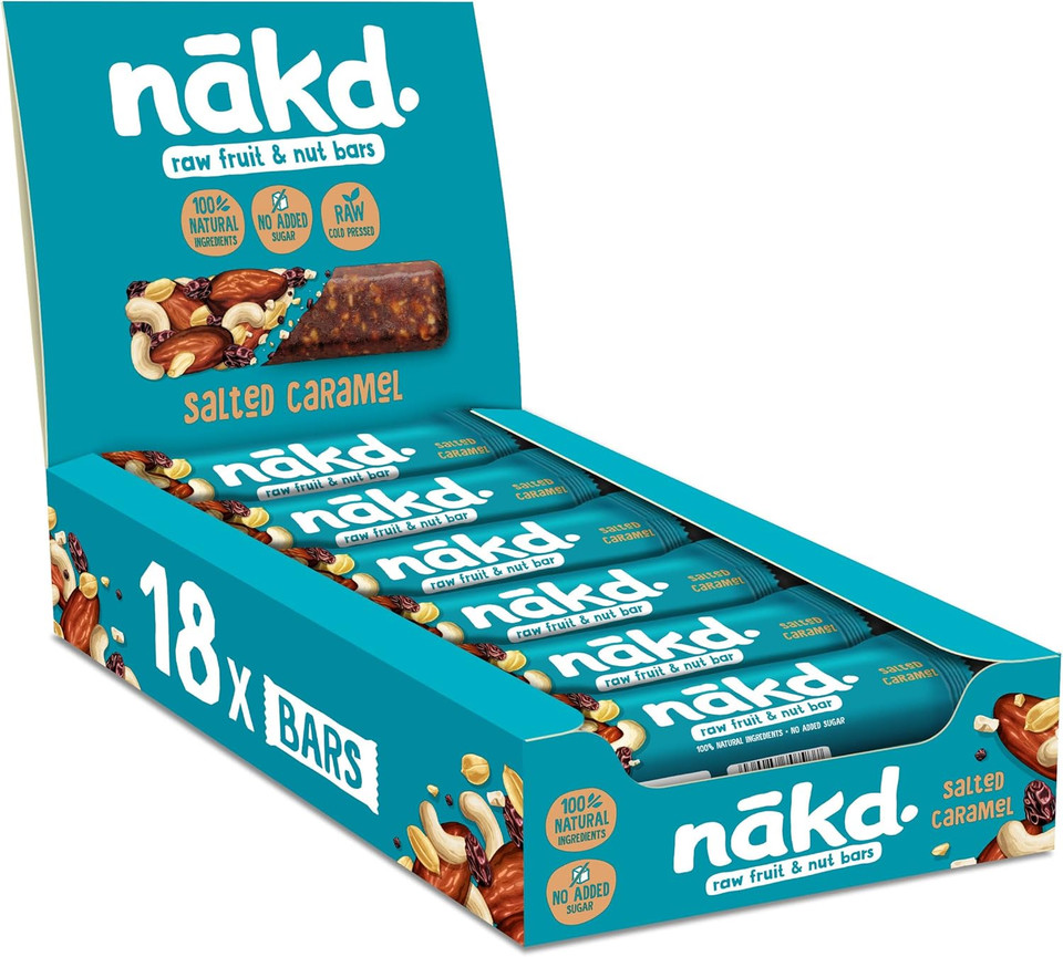Nakd Salted Caramel Natural Fruit & Nut Bars - Vegan - Healthy Snack - Gluten Free - 35g x 18 bars Nakd Salted Caramel Natural Fruit & Nut Bars - Vegan - Healthy Snack - Gluten Free - 35g x 18 bars