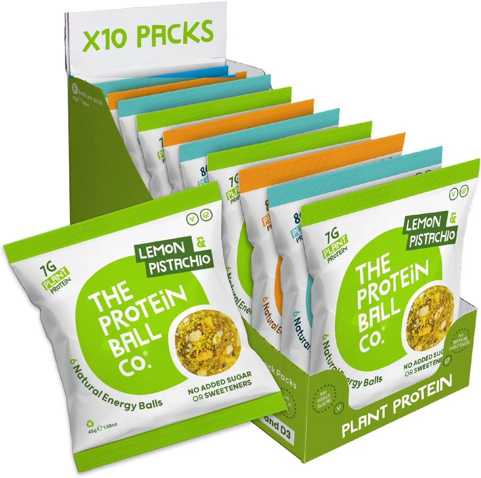 Protein Balls Vegan Mixed Variety Pack by The Protein Ball Co - Natural, Plant Based Protein Snacks with Added Vitamins - 10 x 45g Bags - High Fibre, Gluten Free, No Artificial Sweeteners