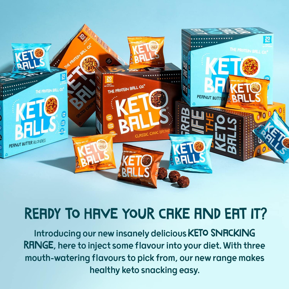 The Protein Ball Co Keto Starter Pack - 3 Ball Bags of Keto Snacks - 100% Natural, No Added Sugar, Low Carb, High Fibre Sweet Snacks - Plant-Based & Gluten Free - 18 x 25g (6 Bags per Flavour) The Protein Ball Co Keto Starter Pack - 3 Ball Bags of Keto Snacks - 100% Natural, No Added Sugar, Low Carb, High Fibre Sweet Snacks - Plant-Based & Gluten Free - 18 x 25g (6 Bags per Flavour)
