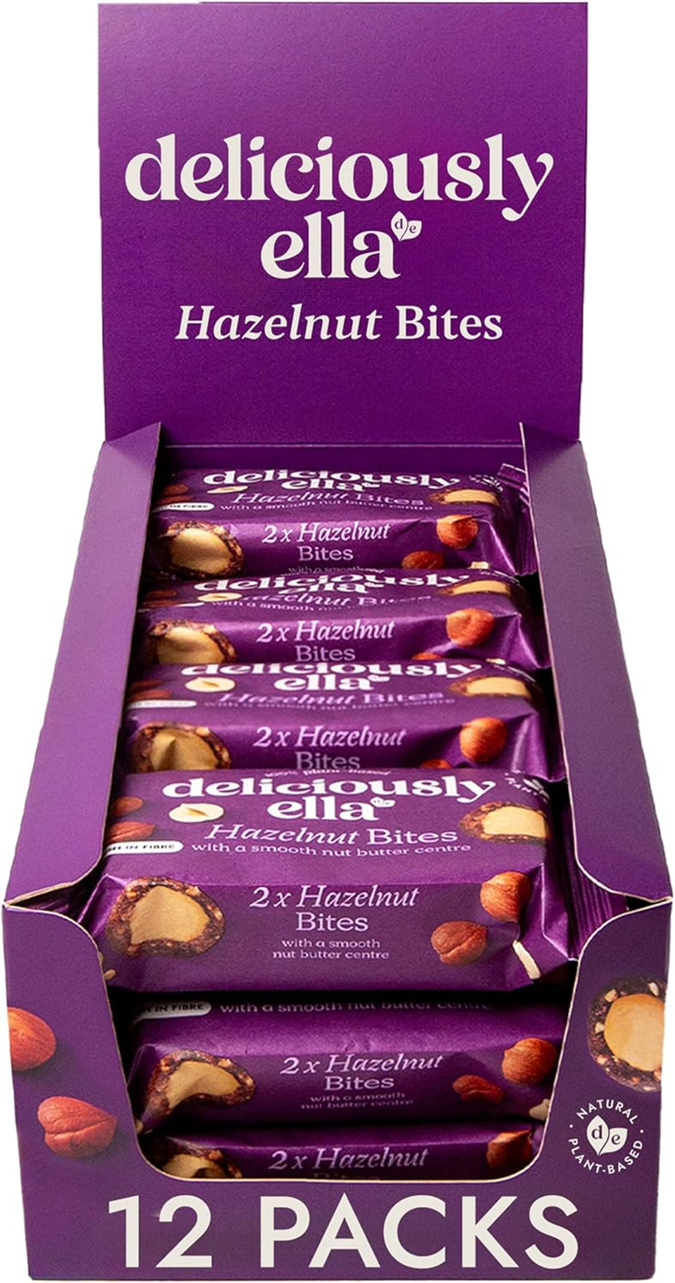 Deliciously Ella - Hazelnut Nut Butter Balls, Gluten-Free, Vegan Friendly, Healthy Snack, 36g (12 packs)
