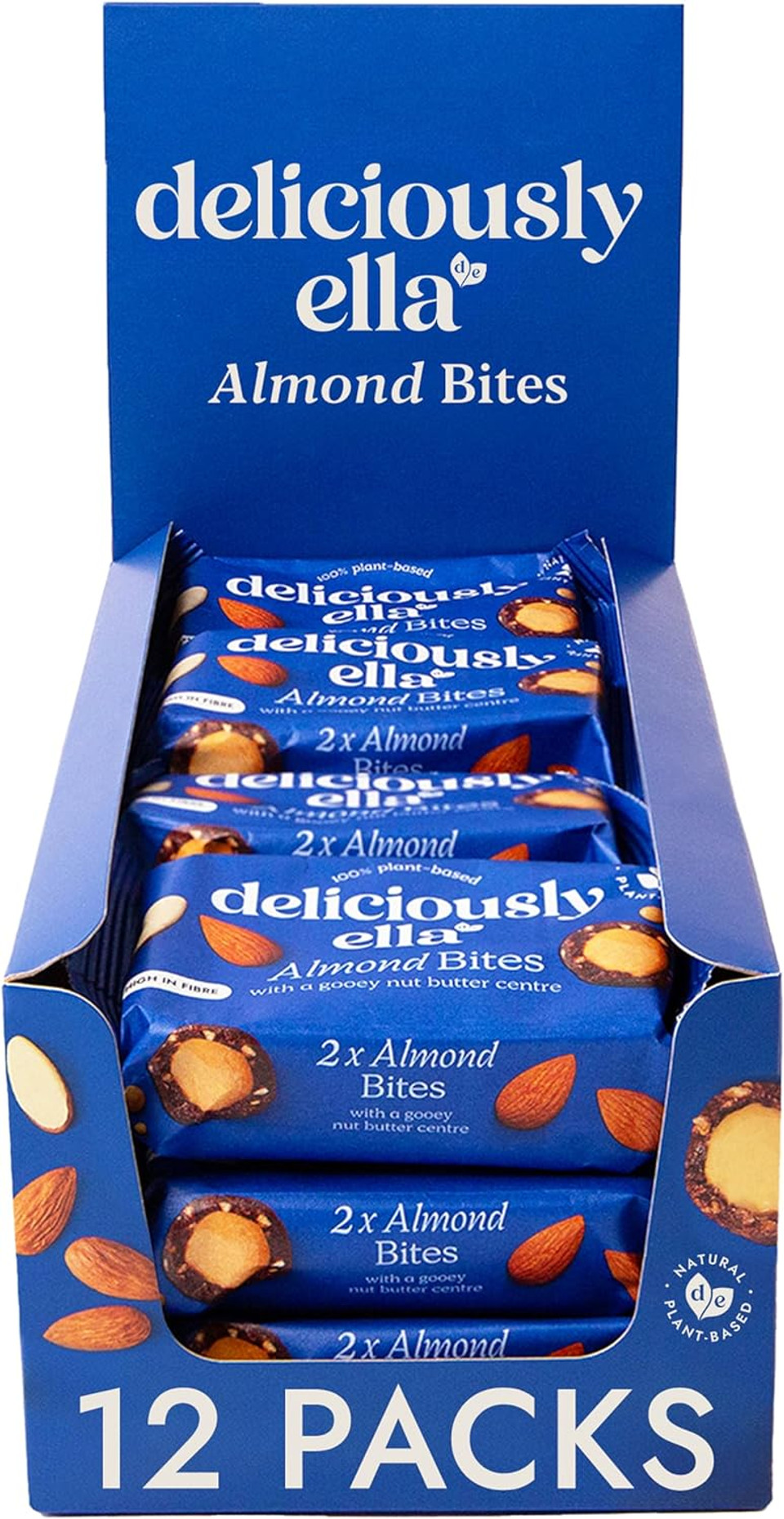 Deliciously Ella - Almond Nut Butter Bites, Gluten-Free, Vegan Friendly, Healthy Snack, 36g (12 packs)