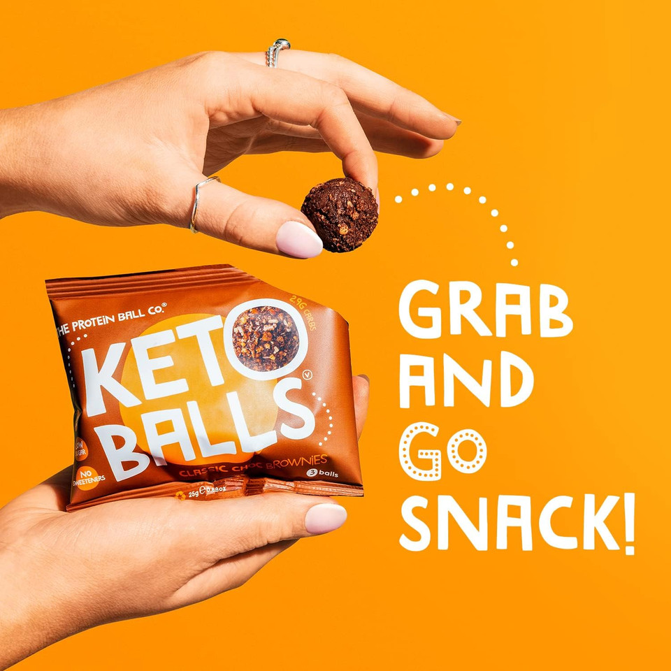 The Protein Ball Co Keto Snacks - Bite-Size Keto Treats - 100% Natural, Low Carb, Low Sugar, High Fibre Sweet Treats - Plant-Based & Gluten Free - Classic Choc Brownie, Pack of 20 x 25g The Protein Ball Co Keto Snacks - Bite-Size Keto Treats - 100% Natural, Low Carb, Low Sugar, High Fibre Sweet Treats - Plant-Based & Gluten Free - Classic Choc Brownie, Pack of 20 x 25g
