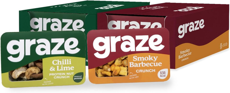 Graze - Vegan Savoury Snacks, High in Protein & Fibre - Packaging may vary - (BBQ and Chilly & Lime)