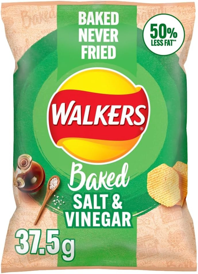 Walkers Baked Salt & Vinegar Snacks Crisps 32 x 37.5g