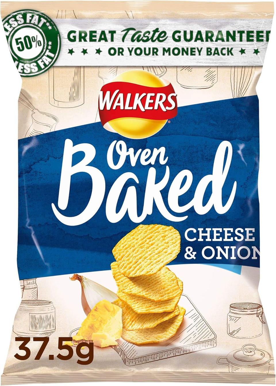 Walkers Baked Cheese & Onion Crisps - 32x37.5g