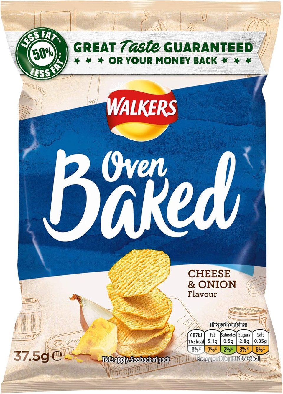 Walkers Baked Cheese & Onion Crisps - 32x37.5g